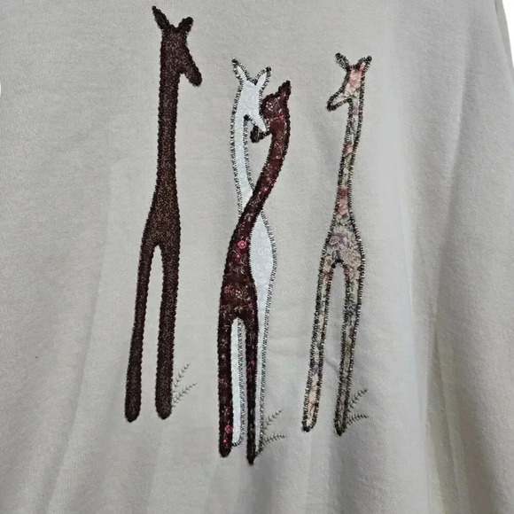 Vintage Quilted Patchwork Giraffe Oversized Crewnexk Sweatshirt XL - Picture 3 of 6
